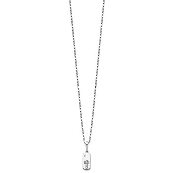 White Ice Sterling Silver Rhodium-plated 18 Inch Diamond Cross Tag Necklace with 2 Inch Extender — alternate view