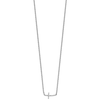White Ice Sterling Silver Rhodium-plated 18 Inch Diamond Sideways Cross Necklace — alternate view