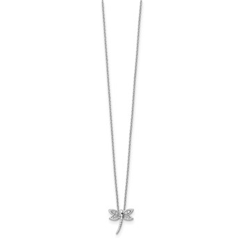 White Ice Sterling Silver Rhodium-plated 18 Inch Diamond Dragonfly Necklace with 2 Inch Extender — alternate view
