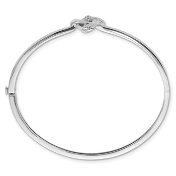 White Ice Sterling Silver Rhodium-plated Diamond Love Knot Hinged Bangle Bracelet — alternate view