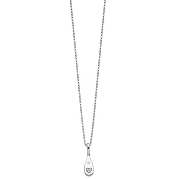 White Ice Sterling Silver Rhodium-plated 18 Inch Diamond Heart Teardrop Necklace with 2 Inch Extender — alternate view