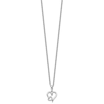 White Ice Sterling Silver Rhodium-plated 18 Inch Diamond Hearts Necklace with 2 Inch Extender — alternate view