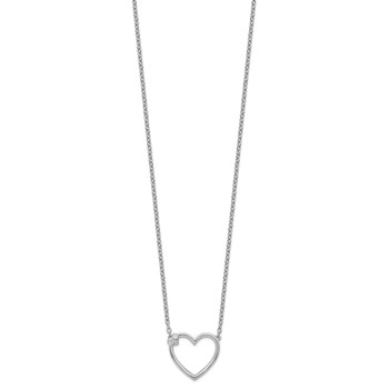 White Ice Sterling Silver Rhodium-plated 18 Inch Diamond Open Heart Necklace — alternate view