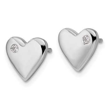 White Ice Sterling Silver Rhodium-plated Diamond Heart Earrings — alternate view