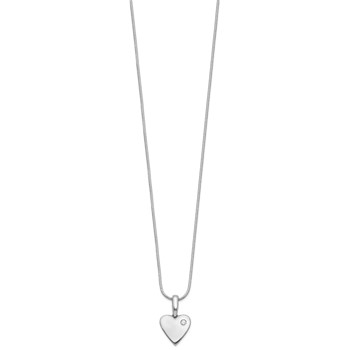 White Ice Sterling Silver Rhodium-plated 18 Inch Diamond Heart Necklace with 2 Inch Extender — alternate view