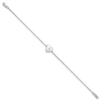 White Ice Sterling Silver Rhodium-plated 7 Inch Diamond Heart with .5 Inch Extender — alternate view