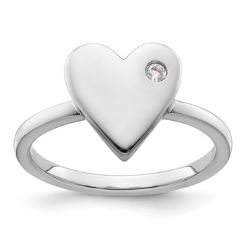 White Ice Sterling Silver Rhodium-plated Diamond Heart Ring
