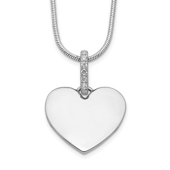 White Ice Sterling Silver Rhodium-plated 18 Inch Diamond Heart Necklace with 2 Inch Extender