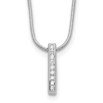 White Ice Sterling Silver Rhodium-plated 18 Inch Chanel-set Diamond Vertical Bar Necklace with 2 Inch Extender