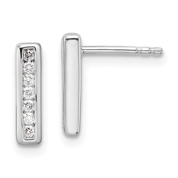 White Ice Sterling Silver Rhodium-plated Diamond Vertical Post Earrings