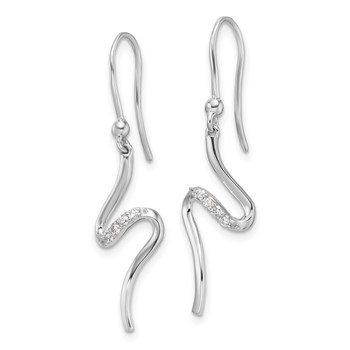 White Ice Sterling Silver Rhodium-plated Diamond Shepherd Hook Dangle Earrings — alternate view