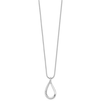 White Ice Sterling Silver Rhodium-plated Diamond Teardrop 18 inch Necklace plus 2 inch Extender — alternate view