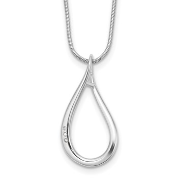 White Ice Sterling Silver Rhodium-plated Diamond Teardrop 18 inch Necklace plus 2 inch Extender