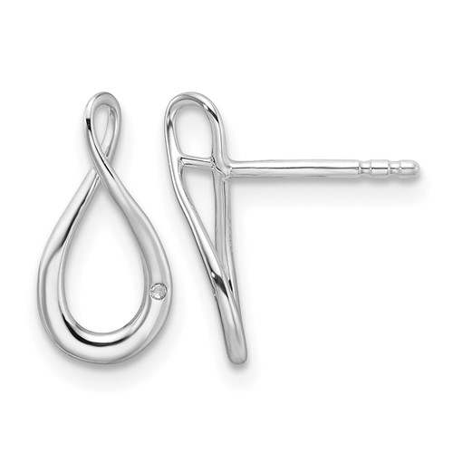 Sterling Silver RH Plated White Ice .01ct. Diamond Post Earrings