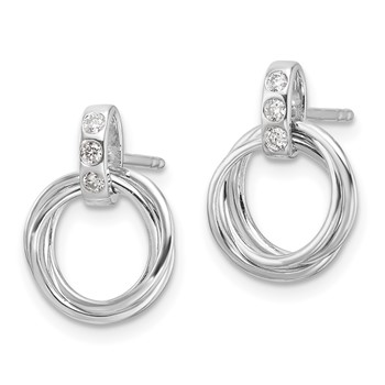 White Ice Sterling Silver Rhodium-plated Diamond Three Ring Post Earrings — alternate view
