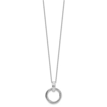 White Ice Sterling Silver Rhodium-plated Diamond with Three Rings 18 inch Necklace plus 2 inch Extender — alternate view