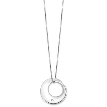White Ice Sterling Silver Rhodium-plated 18 inch Diamond Circle Necklace plus 2 inch Extender — alternate view