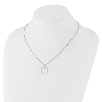 White Ice Sterling Silver Rhodium-plated 18 inch Diamond Open Square Necklace plus 2 inch Extention — alternate view