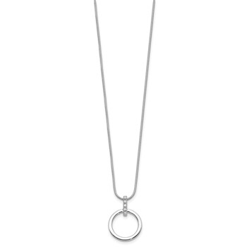 White Ice Sterling Silver Rhodium-plated Diamond Open Circle 18inch Necklace plus 2 inch Extender — alternate view