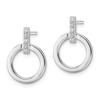 White Ice Sterling Silver Rhodium-plated Diamond Open Circle Post Earrings — alternate view