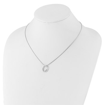 White Ice Sterling Silver Rhodium-plated 18 inch Diamond Oval Necklace plus 2 inch Extender — alternate view