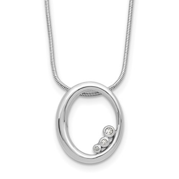 White Ice Sterling Silver Rhodium-plated 18 inch Diamond Oval Necklace plus 2 inch Extender