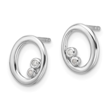 White Ice Sterling Silver Rhodium-plated Diamond Oval Post Earrings — alternate view