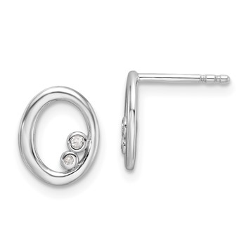 White Ice Sterling Silver Rhodium-plated Diamond Oval Post Earrings