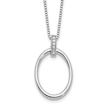 White Ice Sterling Silver Rhodium-plated 18 inch Diamond Oval Necklace plus 2 in Extender