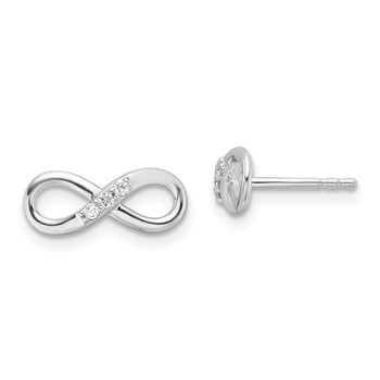 White Ice Sterling Silver Rhodium-plated Diamond Infinity Post  Earrings