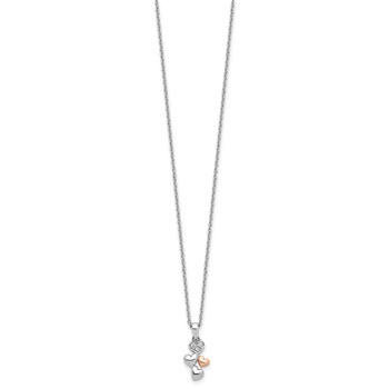 White Ice Sterling Silver Rhodium-plated Rose-tone 18 inch Diamond Heart  Necklace with 2 inch Extender — alternate view