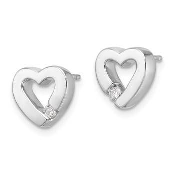 White Ice Sterling Silver Rhodium-plated Diamond Open Heart Post Earrings — alternate view