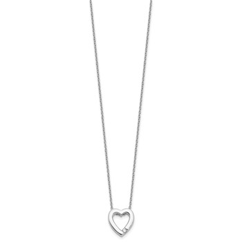 White Ice Sterling Silver Rhodium-plated Diamond Open Heart 18 inch Necklace plus 2 inch Extender — alternate view