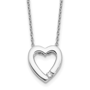 White Ice Sterling Silver Rhodium-plated Diamond Open Heart 18 inch Necklace plus 2 inch Extender