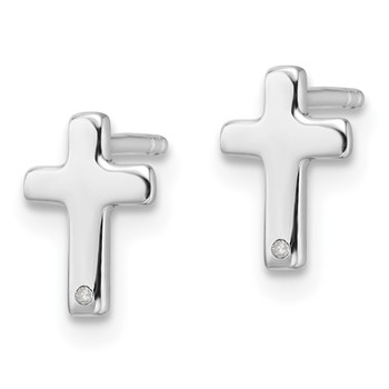 White Ice Sterling Silver Rhodium-plated Diamond Cross Post Earrings — alternate view