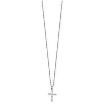 White Ice Sterling Silver Rhodium-plated 18 inch Diamond Cross plus 2 inch Extender — alternate view