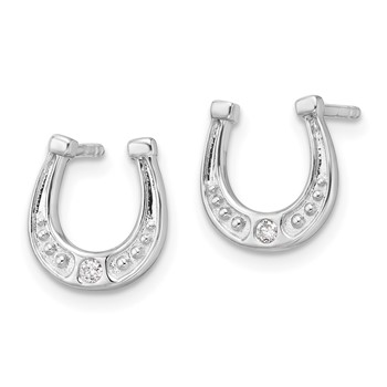 White Ice Sterling Silver Rhodium-plated Diamond Horseshoe Post Earrings — alternate view