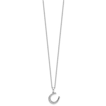 White Ice Sterling Silver Rhodium-plated 18 inch Diamond Horseshoe  Necklace plus 2 inch Extender — alternate view