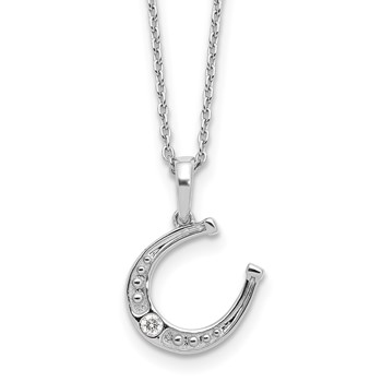 White Ice Sterling Silver Rhodium-plated 18 inch Diamond Horseshoe  Necklace plus 2 inch Extender