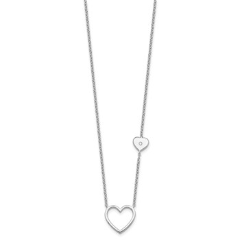 White Ice Sterling Silver Rhodium-plated 18 inch Diamond Hearts Necklace plus 2 inch Extender — alternate view