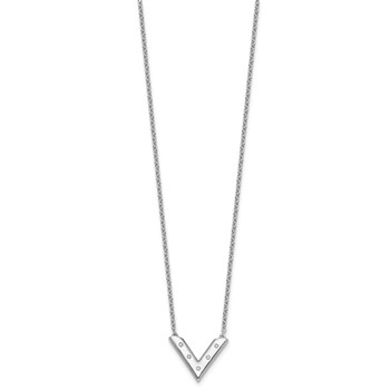 White Ice Sterling Silver Rhodium-plated 18in Diamond V Shape Necklace plus 2in Extender — alternate view
