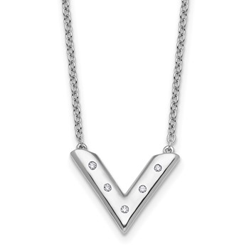 White Ice Sterling Silver Rhodium-plated 18in Diamond V Shape Necklace plus 2in Extender