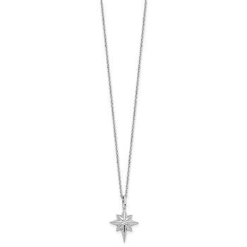 White Ice Sterling Silver Rhodium-plated Star with a Diamond 18inch Necklace plus 2 inch Extender — alternate view