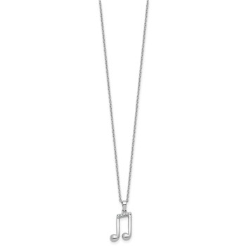 White Ice Sterling Silver Rhodium-plated Diamond Music Note 18 inch Necklace plus 2 inch Extender — alternate view