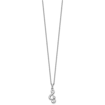White Ice Sterling Silver Rhodium-plated Diamond Music Note 18 inch Necklace plus 2 inch Extender — alternate view