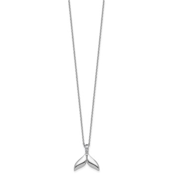 White Ice Sterling Silver Rhodium-plated Diamond Whale Tail 18 inch Necklace plus 2 inch Extender — alternate view