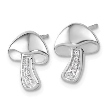 White Ice Sterling Silver Rhodium-plated Diamond Mushroom Earrings — alternate view