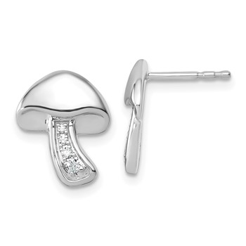 White Ice Sterling Silver Rhodium-plated Diamond Mushroom Earrings