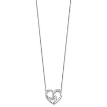 White Ice Sterling Silver Rhodium-plated Diamond Fancy Heart 18 inch Necklace plus 2 inch Extender — alternate view