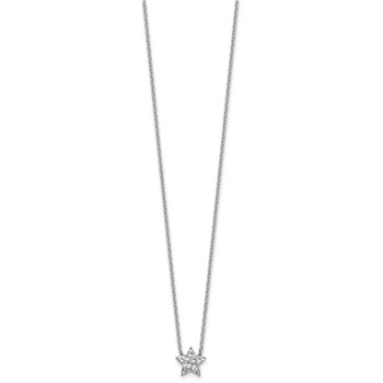 White Ice Sterling Silver Rhodium-plated 18 inch Diamond Star Necklace plus 2 inch Extender — alternate view